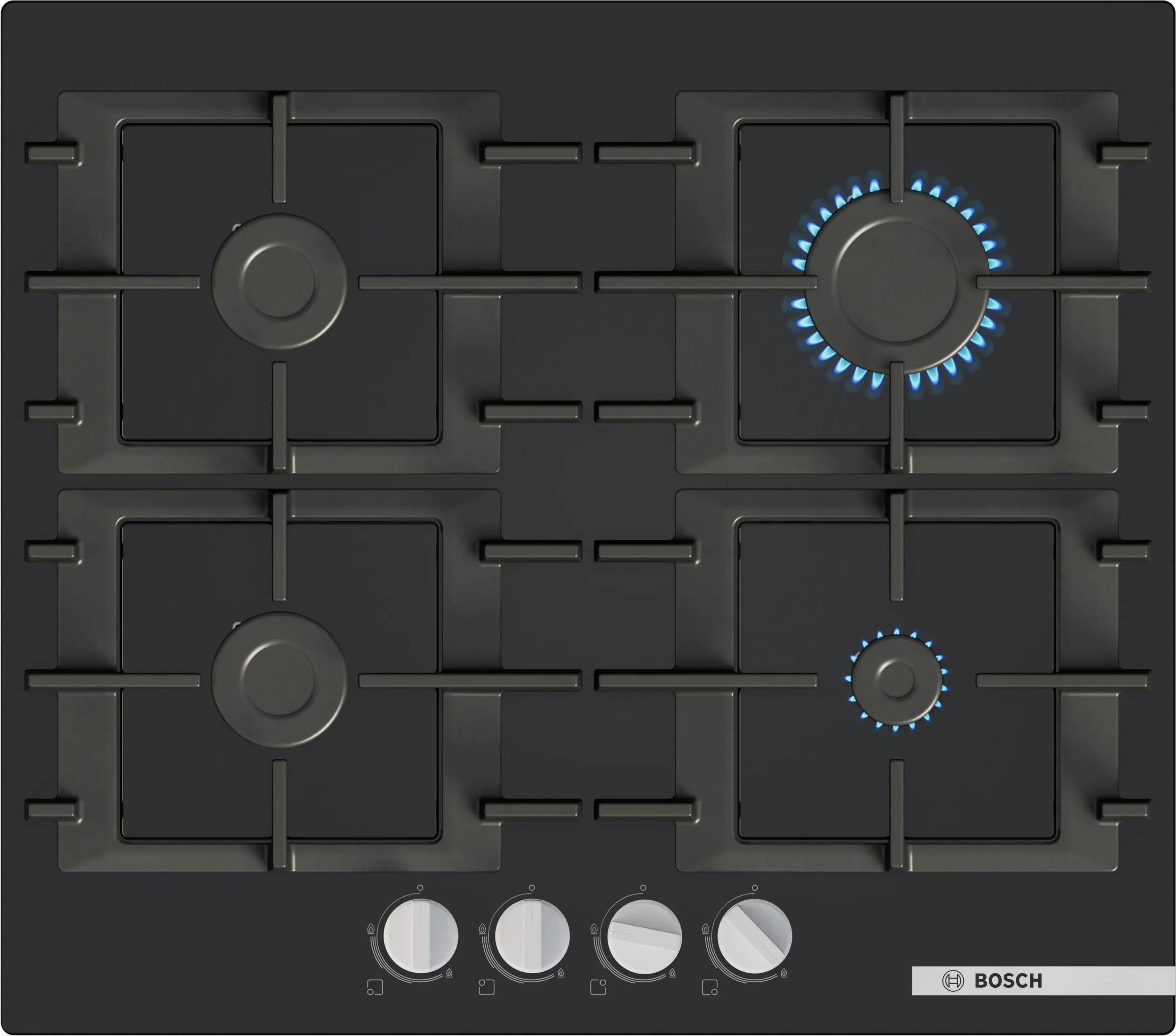 BOSCH Gas hob 60 cm Tempered glass, Black