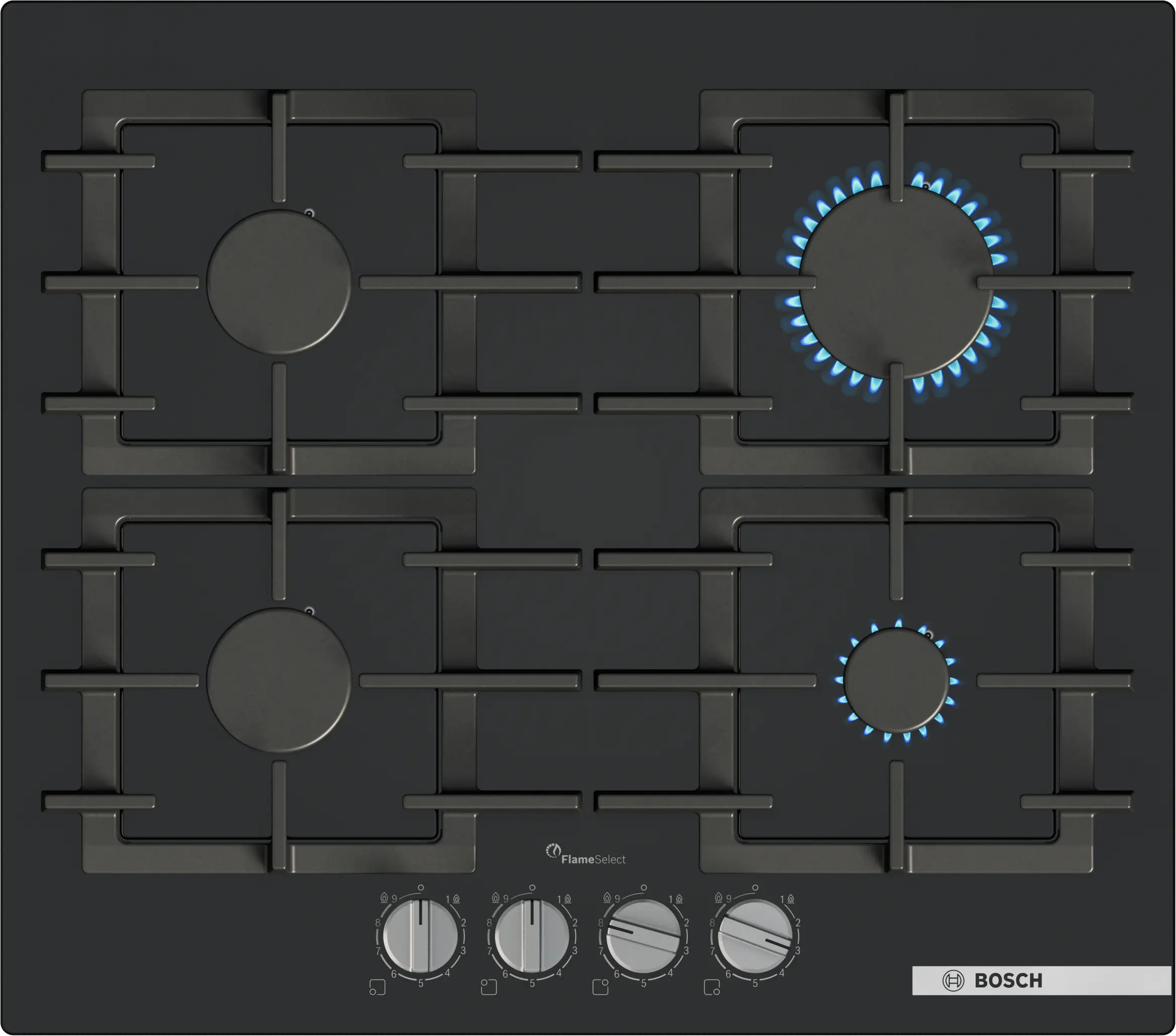 BOSCH Gas hob 60 cm Tempered glass, Black