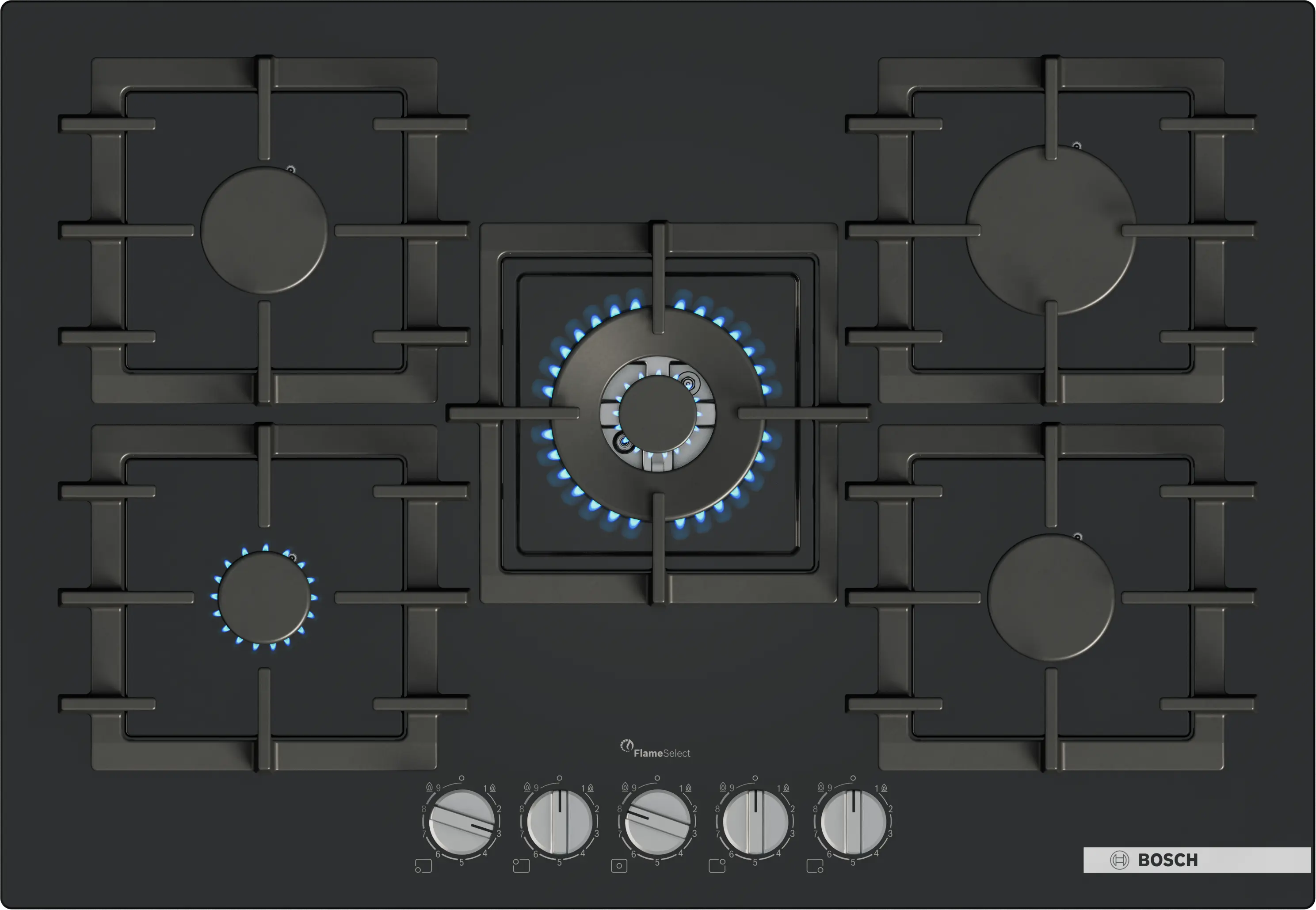 BOSCH Gas hob 75 cm Tempered glass, Black