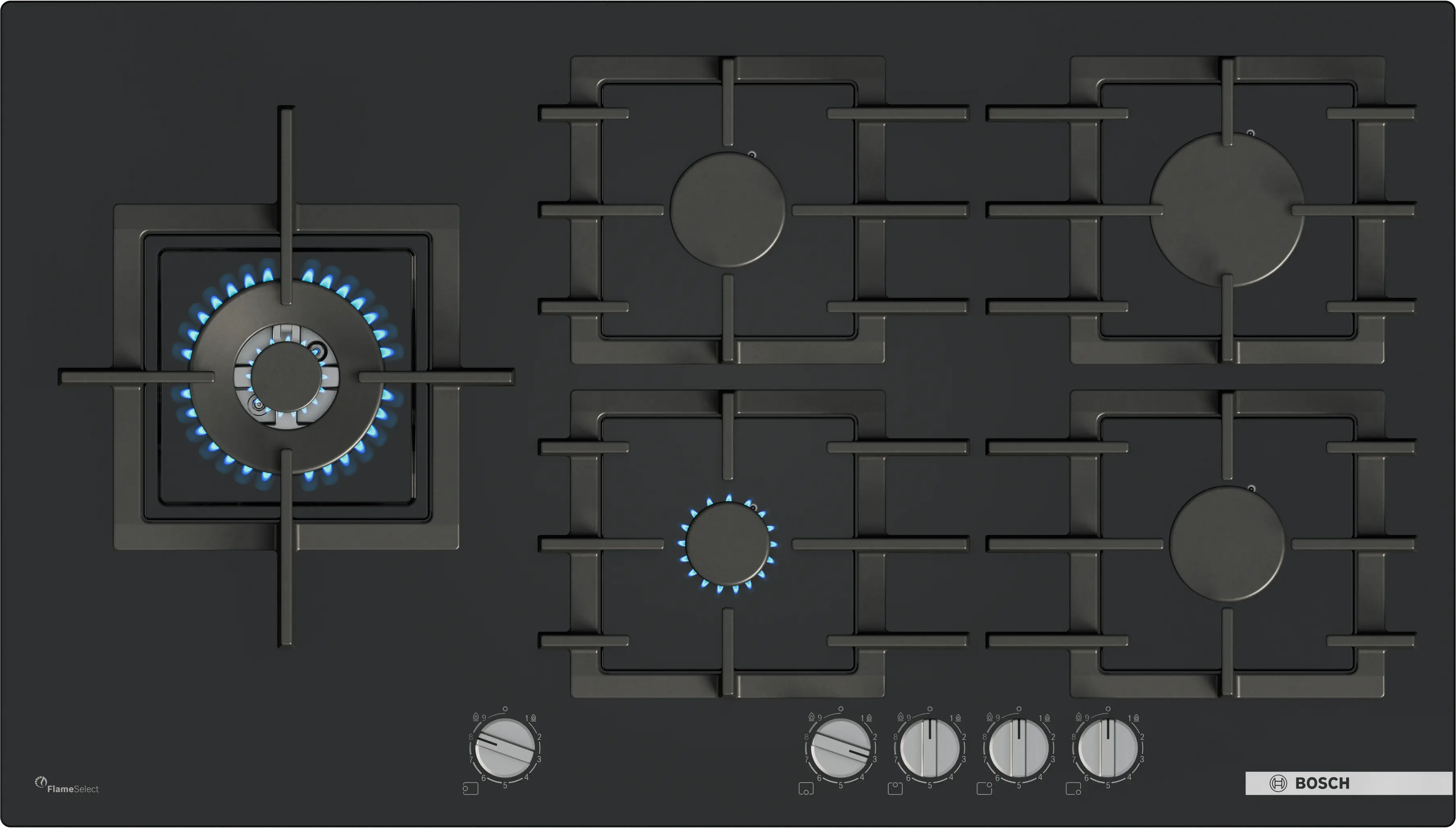 BOSCH Gas hob 90 cm Tempered glass, Black