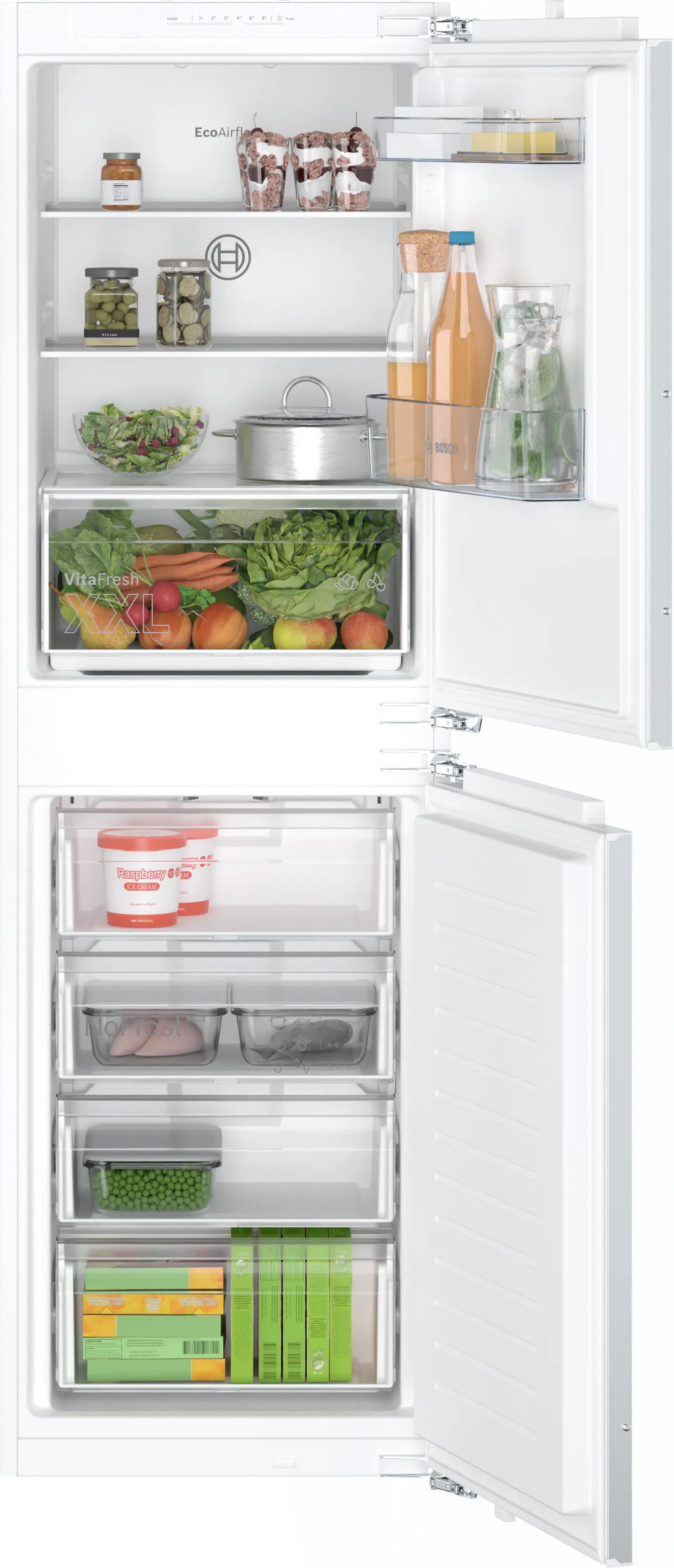 BOSCH Built-in fridge-freezer with freezer at bottom 177.2 x 54.1 cm flat hinge