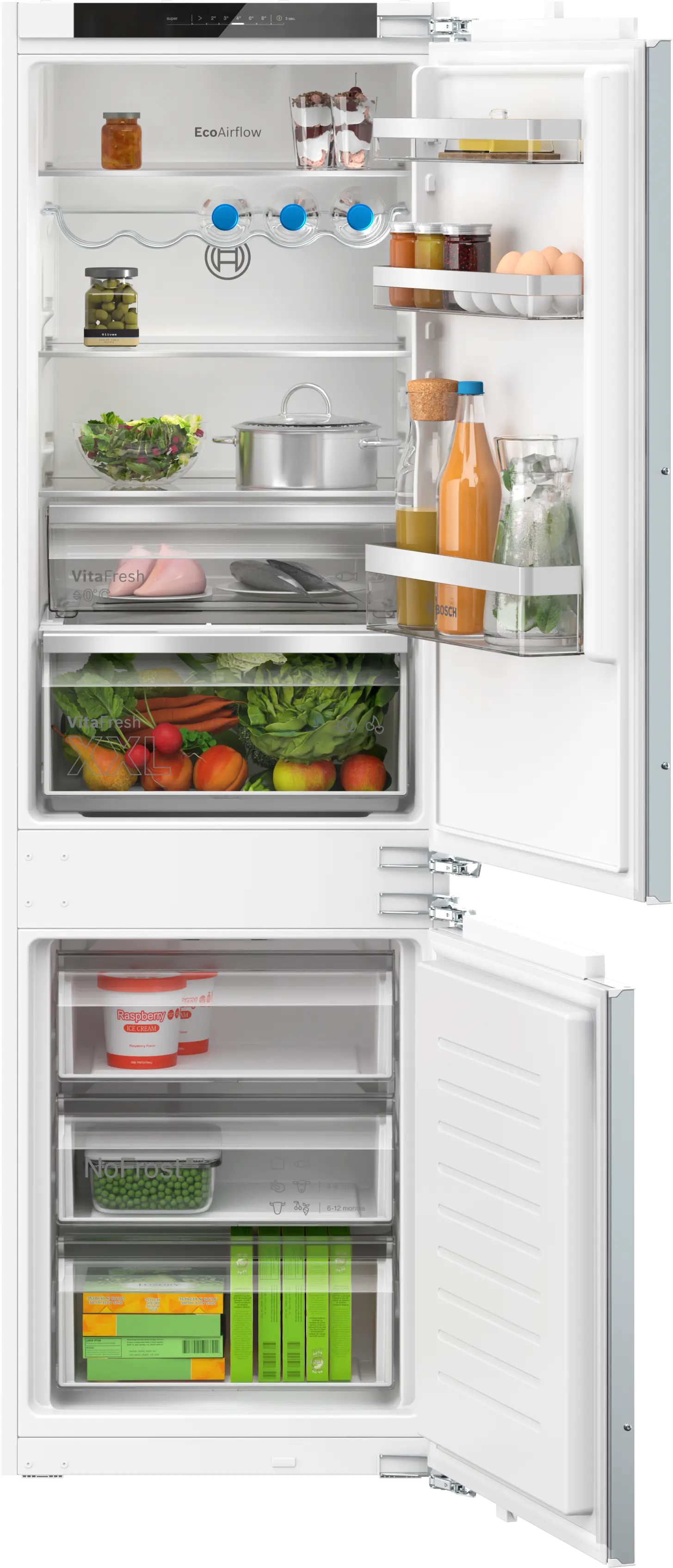 BOSCH Built-in fridge-freezer with freezer at bottom 177.2 x 54.1 cm flat hinge