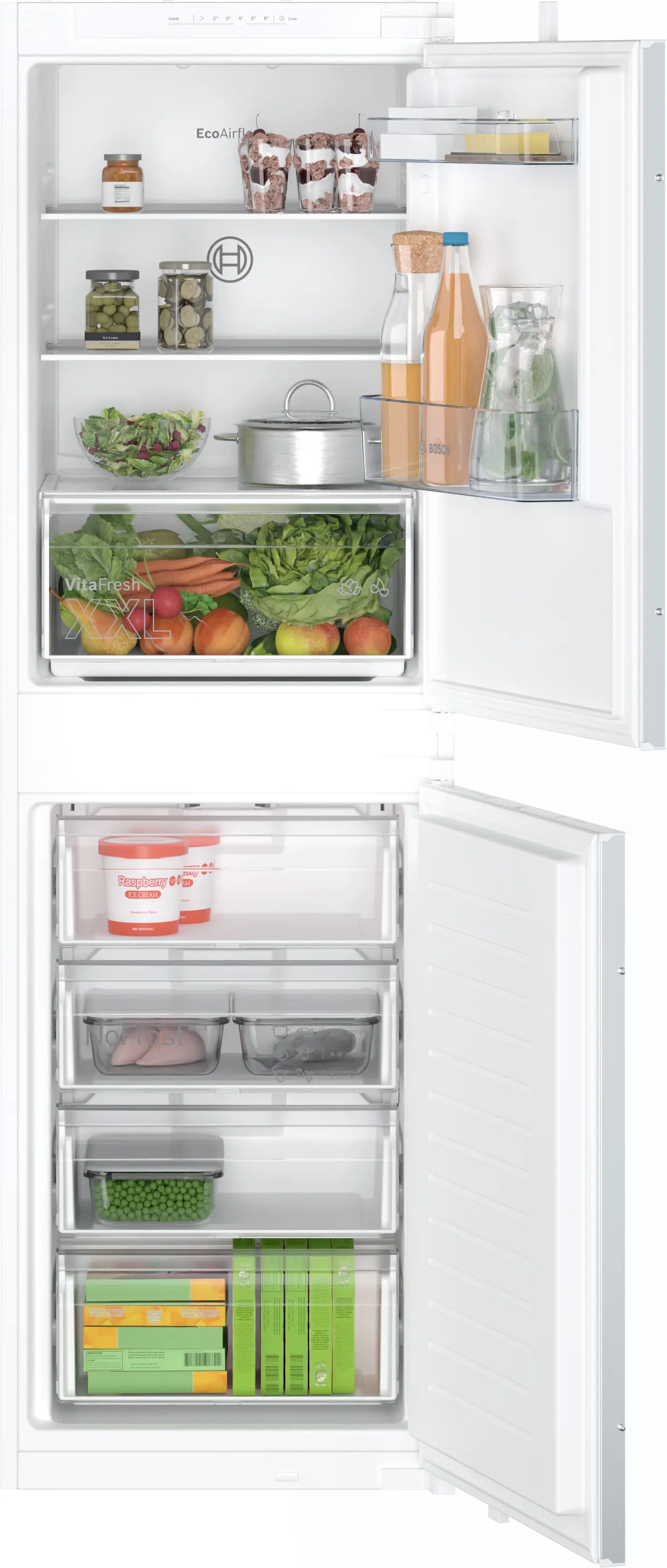 BOSCH Built-in fridge-freezer with freezer at bottom 177.2 x 54.1 cm sliding hinge