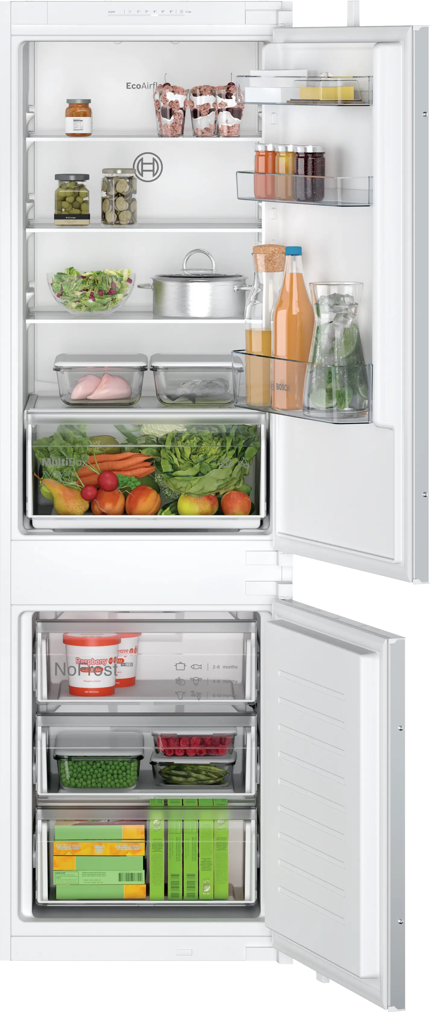 BOSCH Built-in fridge-freezer with freezer at bottom 177.2 x 54.1 cm sliding hinge