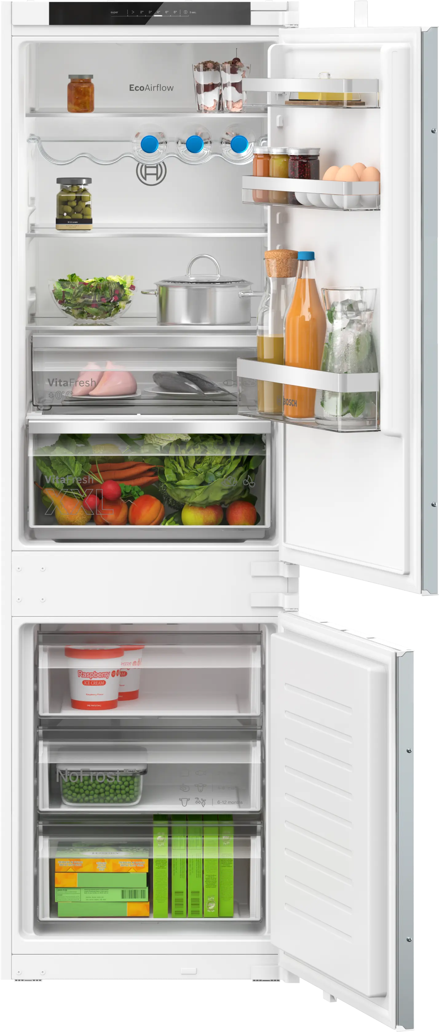 BOSCH Built-in fridge-freezer with freezer at bottom 177.2 x 54.1 cm sliding hinge
