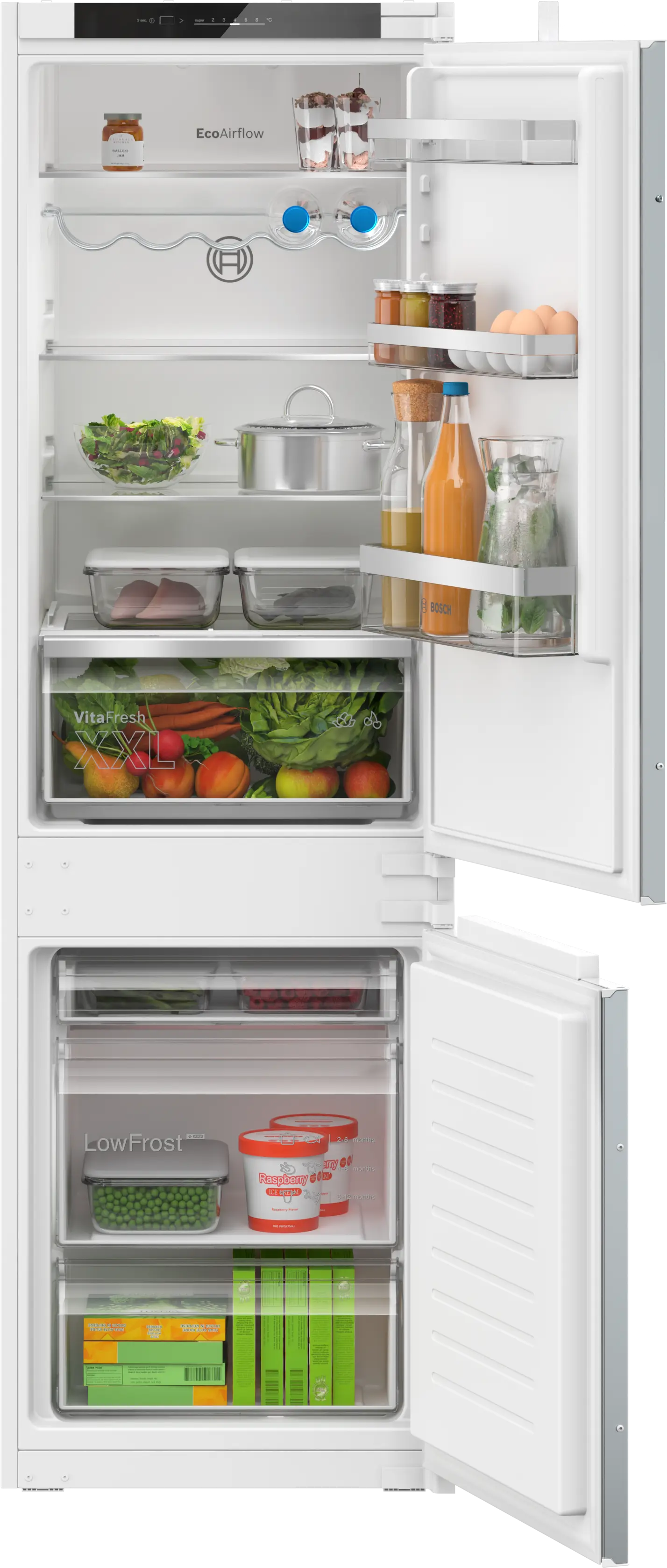 BOSCH Built-in fridge-freezer with freezer at bottom 177.2 x 54.1 cm sliding hinge