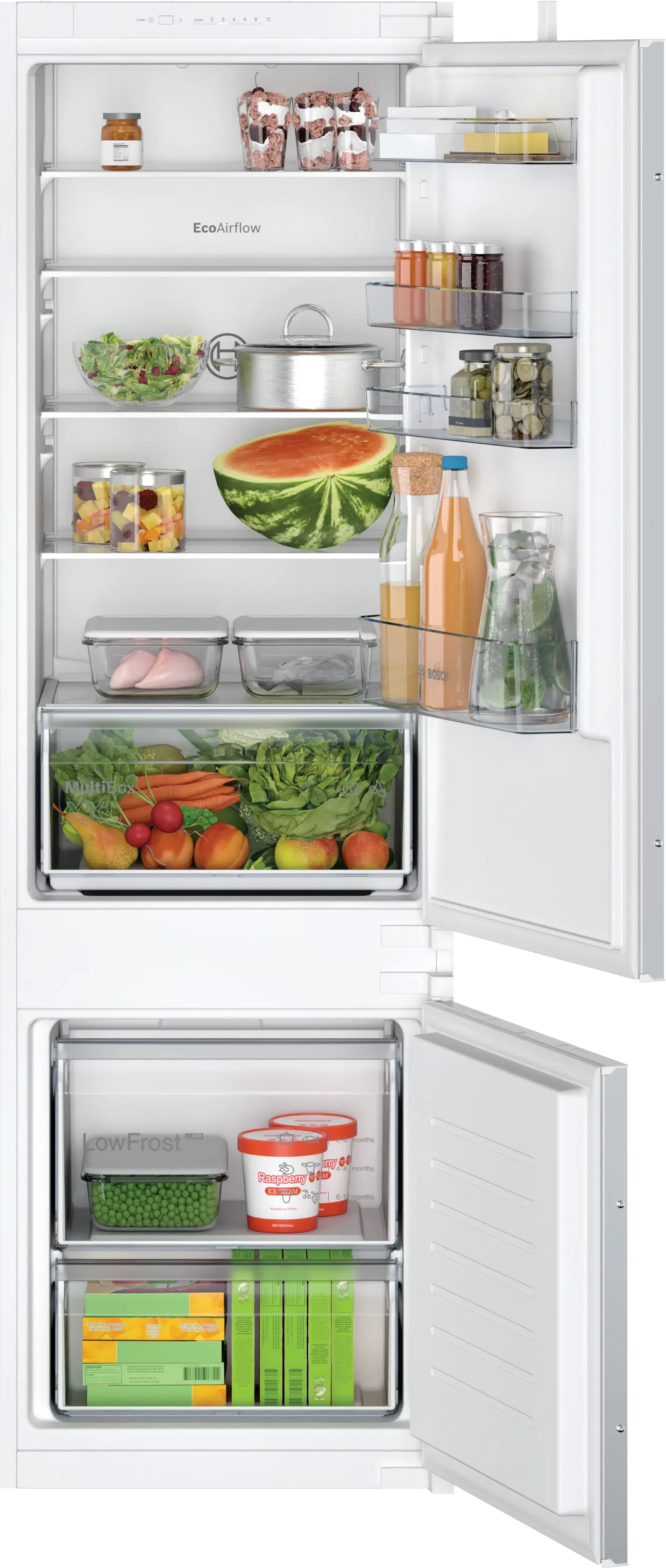 BOSCH Built-in fridge-freezer with freezer at bottom 177.2 x 54.1 cm sliding hinge