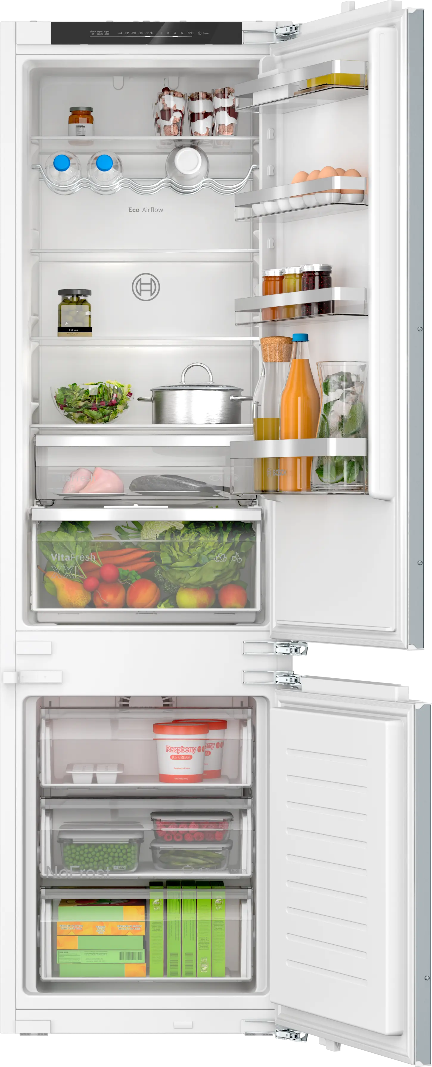 BOSCH Built-in fridge-freezer with freezer at bottom 193.5 x 55.8 cm flat hinge