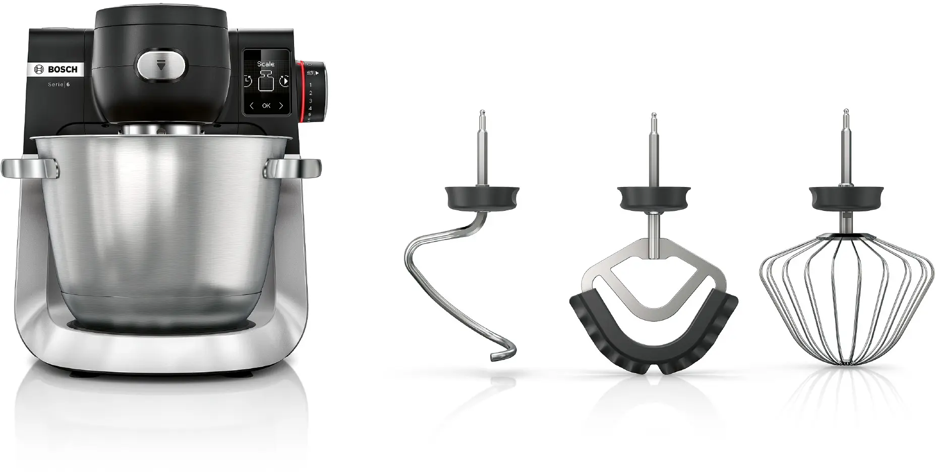 BOSCH Stand mixer with scale 1600 W Black, Brushed stainless steel