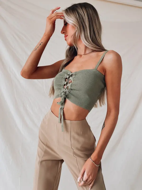 Coralee Lace up Crop Top